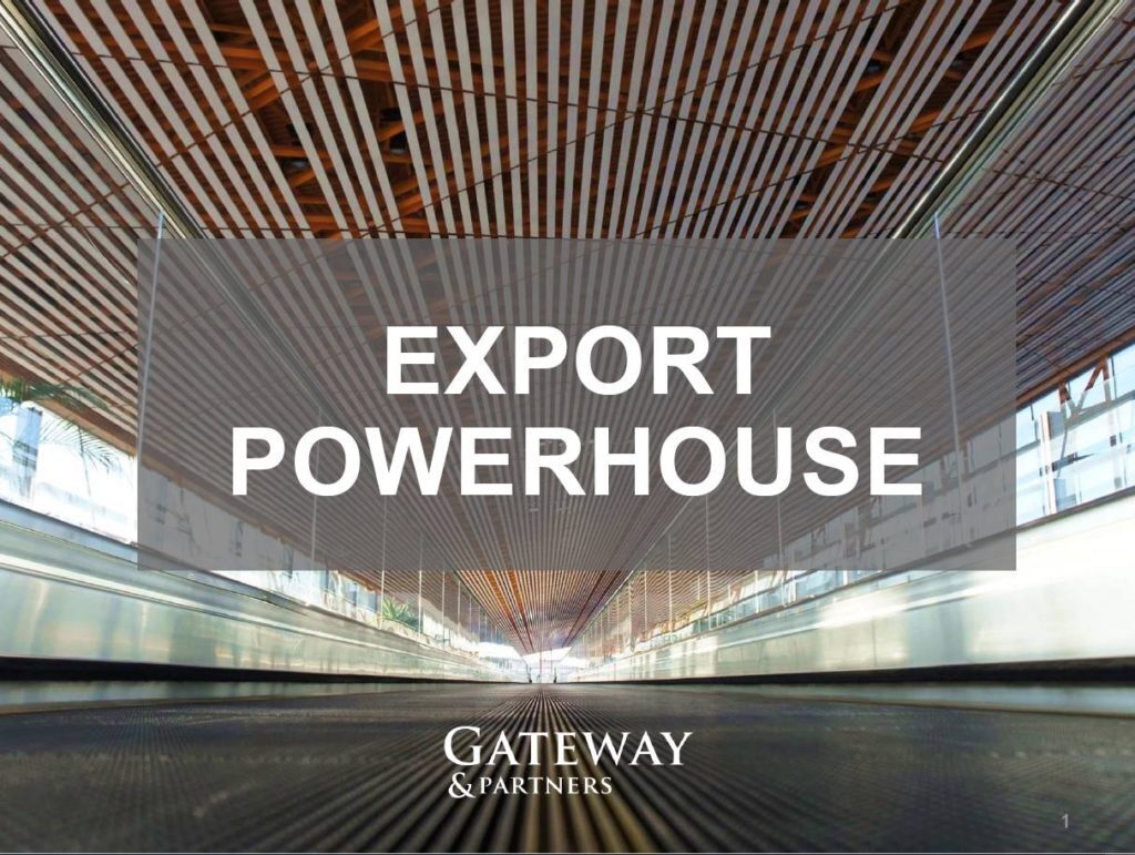 Gateway and Partners, Export powerhouse, eksporto jėgainė, eksporto stipruolis, titulinis lapas, šūkis, devizas,